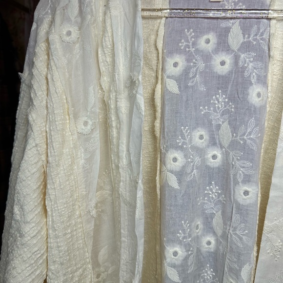 NWT POL Ivory Flower Lace Trim Open Front... Floral Embroidered Cardigan - Picture 7 of 16